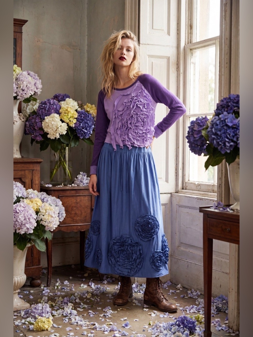 Hand Crafted Purple Ruffle Top